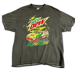 Men's Mountain Dew Shirt Size Large NASCAR Racing Graphic Tee Soda Car